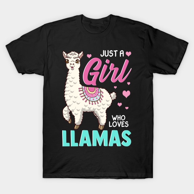 Cute & Funny Just A Girl Who Loves Llamas Lama T-Shirt by theperfectpresents